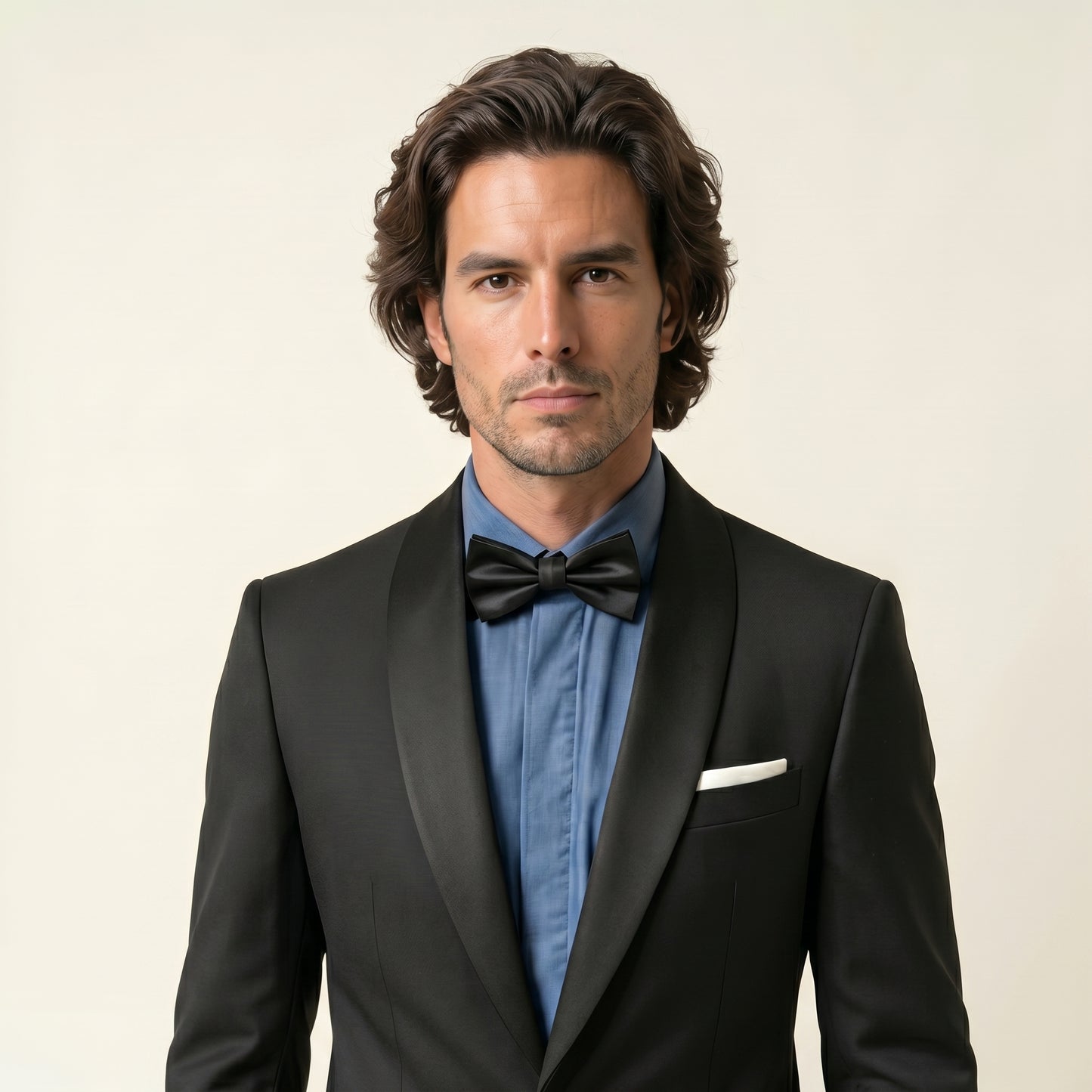 Shawl Satin Lapel, Black, Tuxedo 2 pcs, Wool & Silk, Zignone