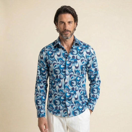 Shirt, Multicolor, Narciso Silk II, Pure Silk, Carnet