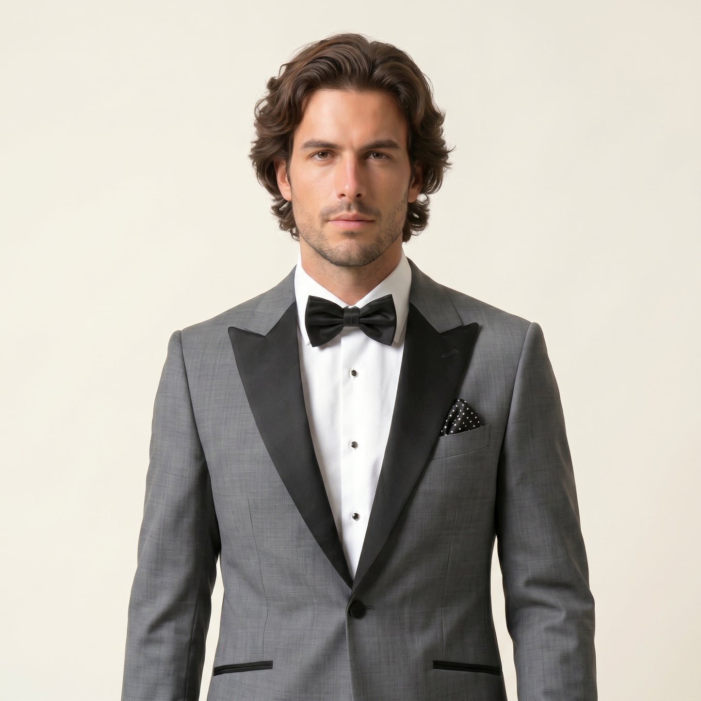 Peak Satin Lapel, Light Grey, Tuxedo Jacket, Pure Wool, Vitale Barberis
