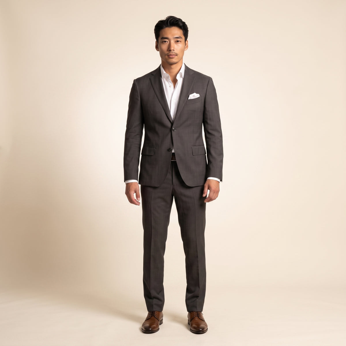 Notch Lapel, 2 pcs Suit, Dark Brown, Wool & Mohair, Vitale Barberis