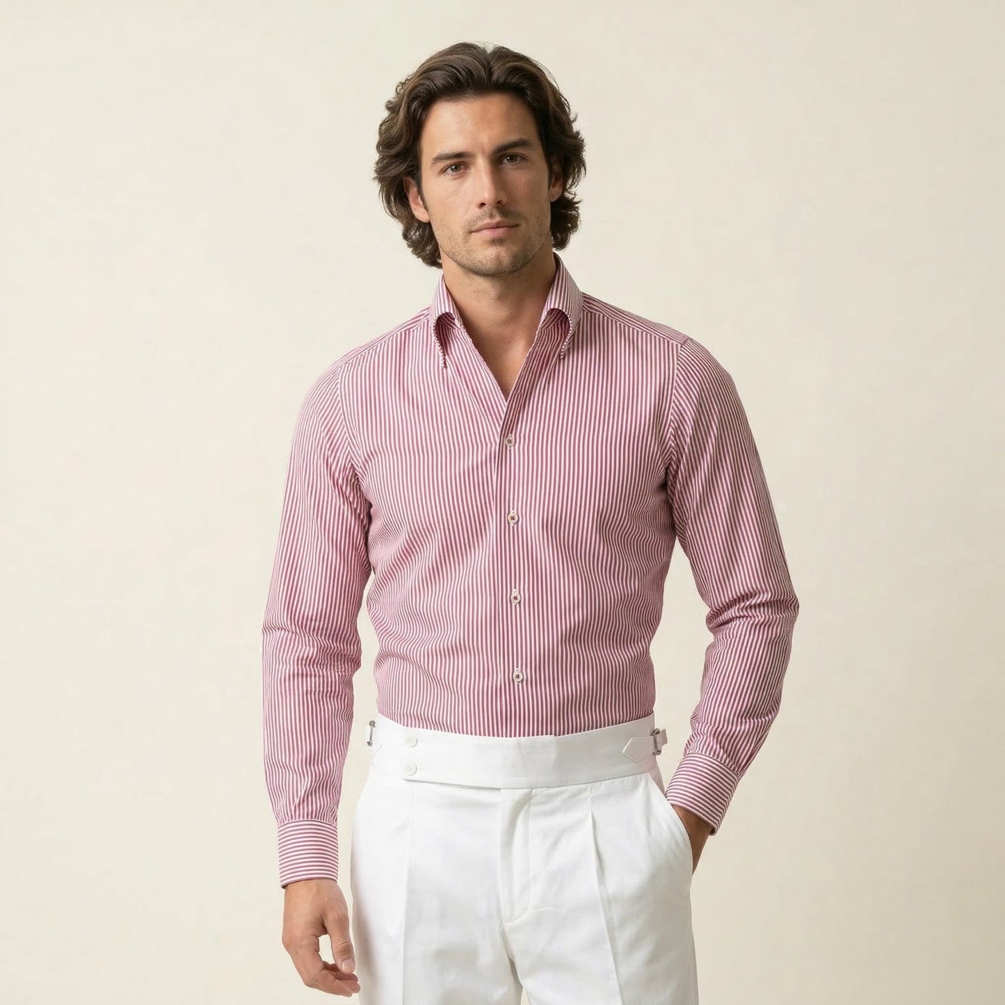 Shirt, Garnet White Stripes, Pure Cotton, Lagar