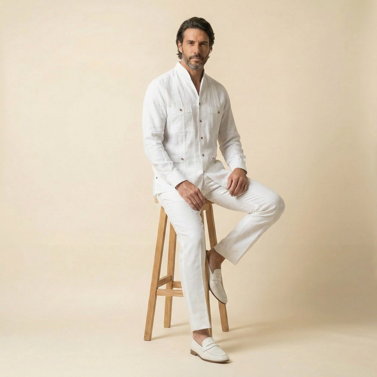 Cuban Shirt, White, Pure Linen