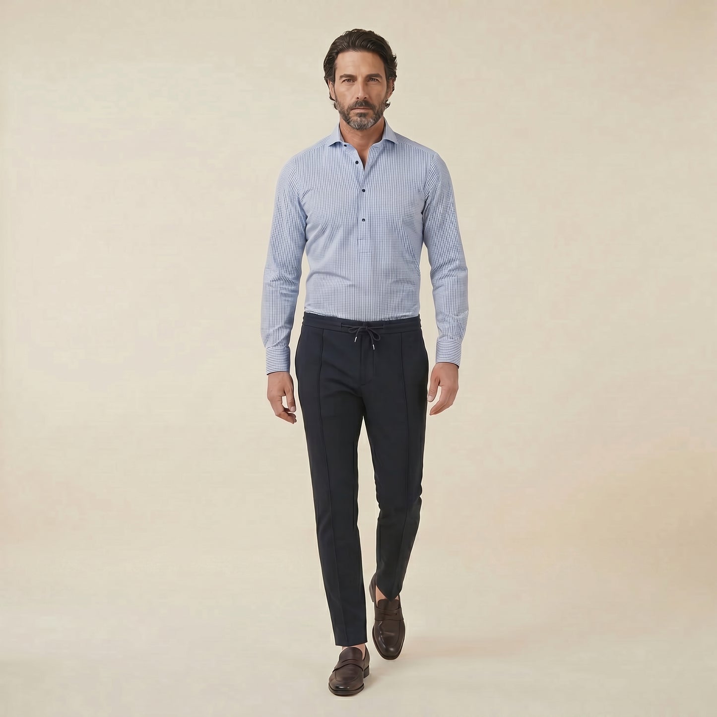 Shirt, Blue Stripes, Polyamide & Elastane, Canclini