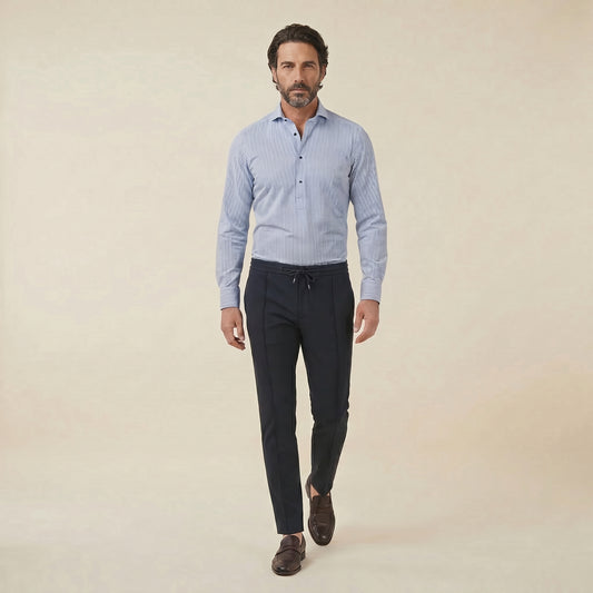 Shirt, Blue Stripes, Polyamide & Elastane, Canclini