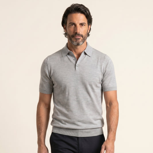 Short Sleeve Polo Button  │ Grey