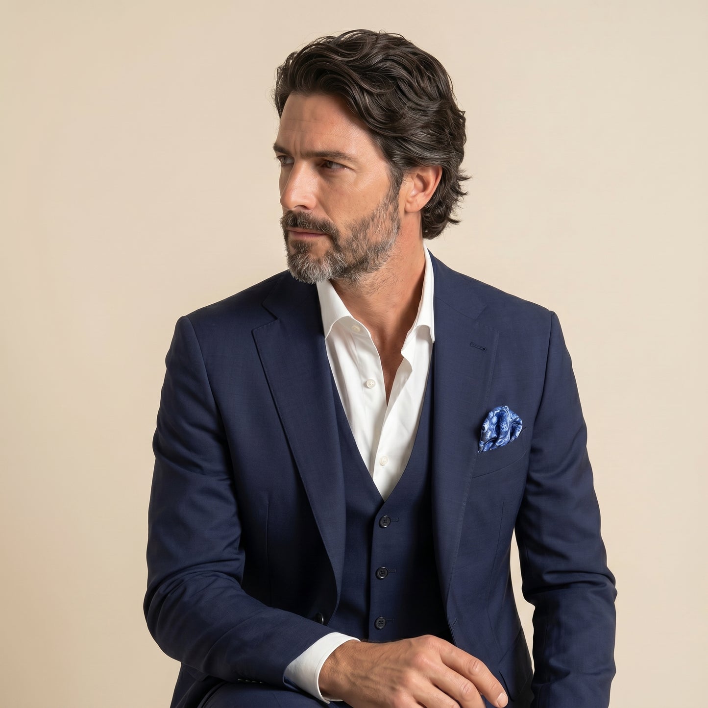 Notch Lapel, 2 pcs Suit, Blue, Wool & Mohair, Zignone