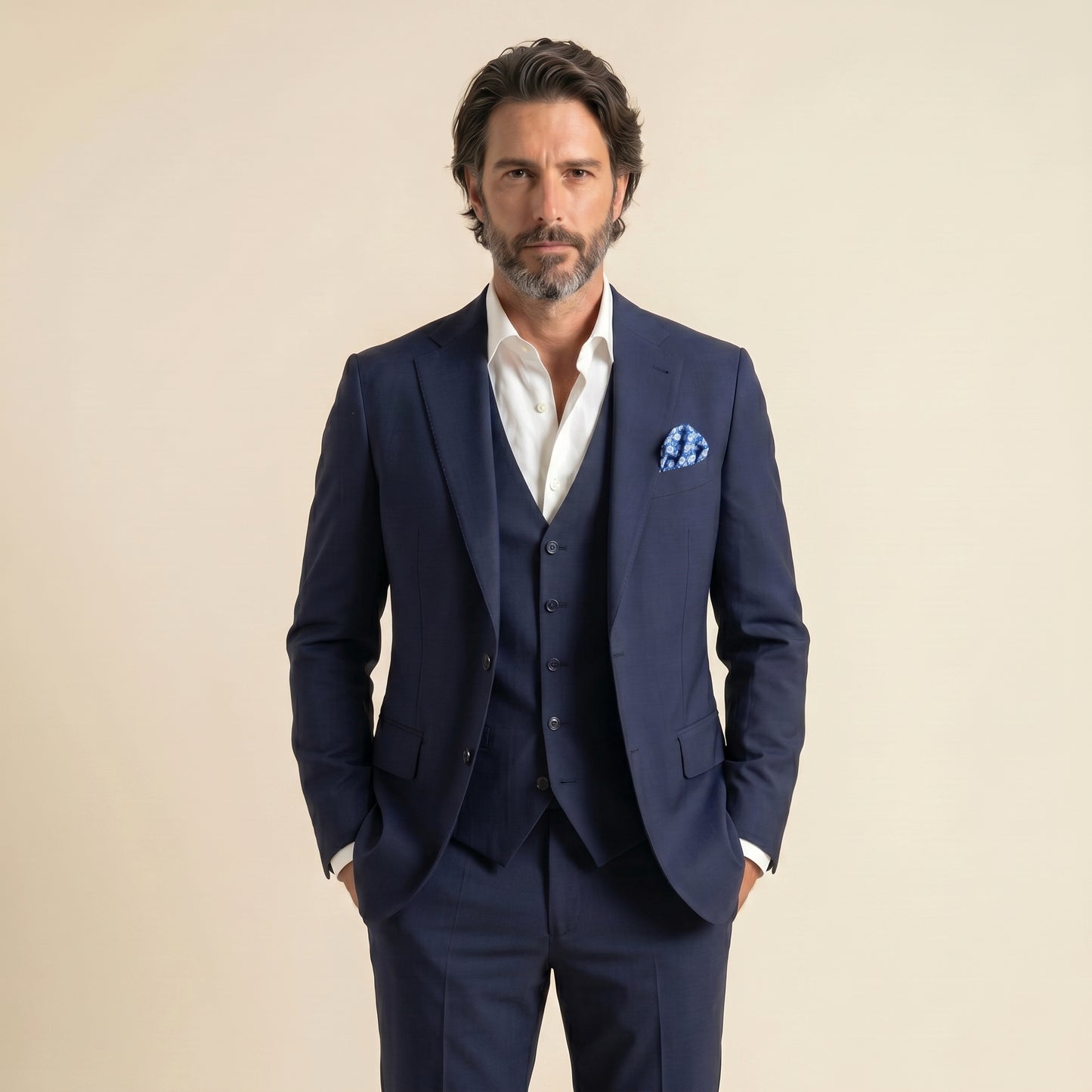 Notch Lapel, 2 pcs Suit, Blue, Wool & Mohair, Zignone