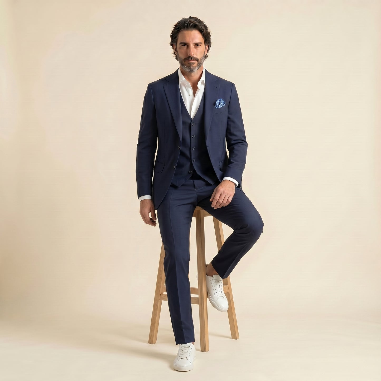 Notch Lapel, 2 pcs Suit, Blue, Wool & Mohair, Zignone