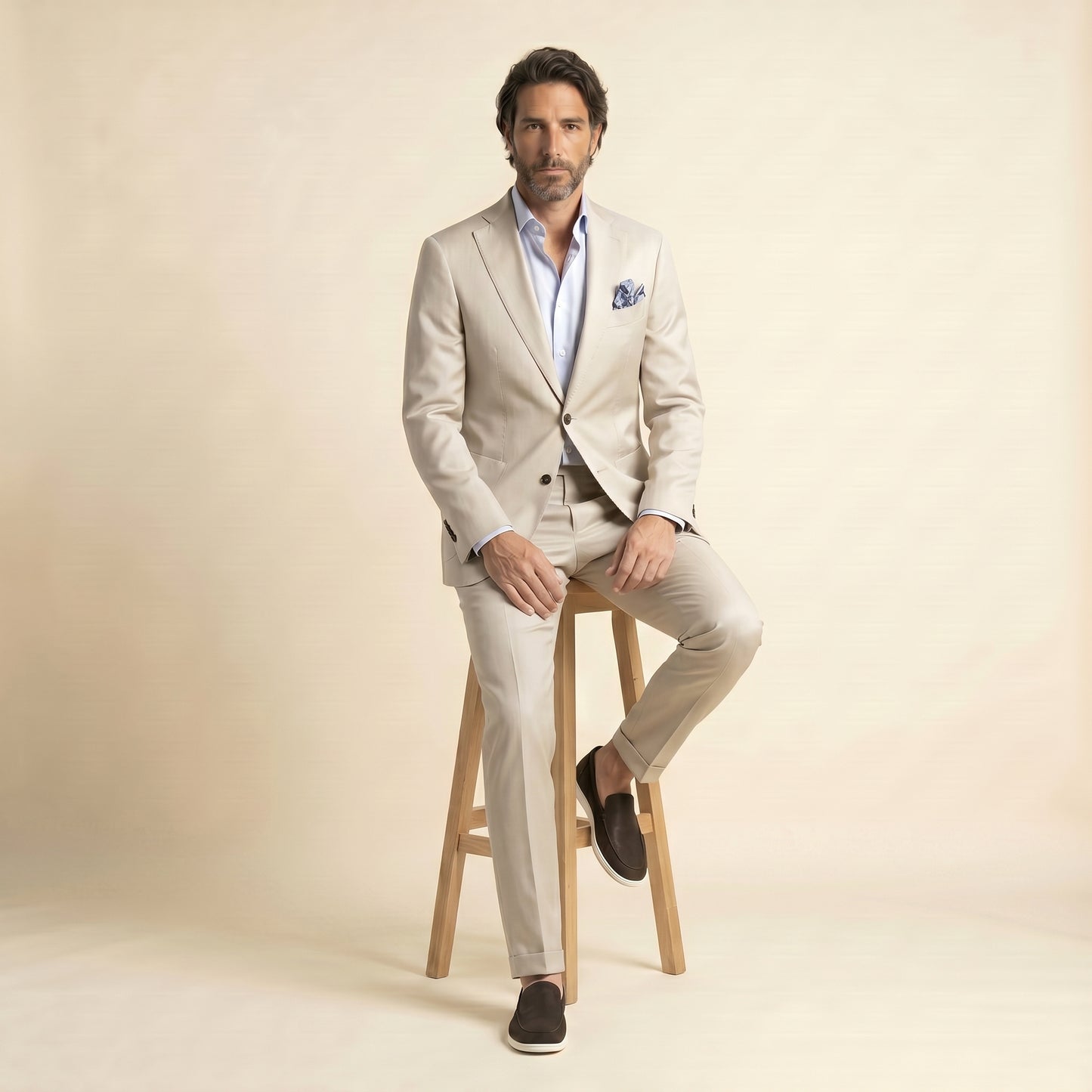 Notch Lapel, 2 pcs suit, Beige, Pure Wool, Zignone