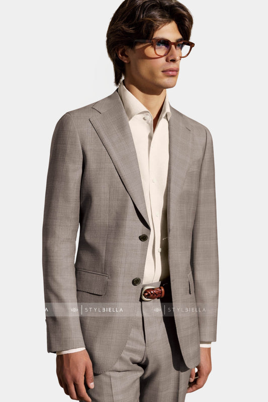 Notch Lapel, Mid Brown Prince de Galles Suit