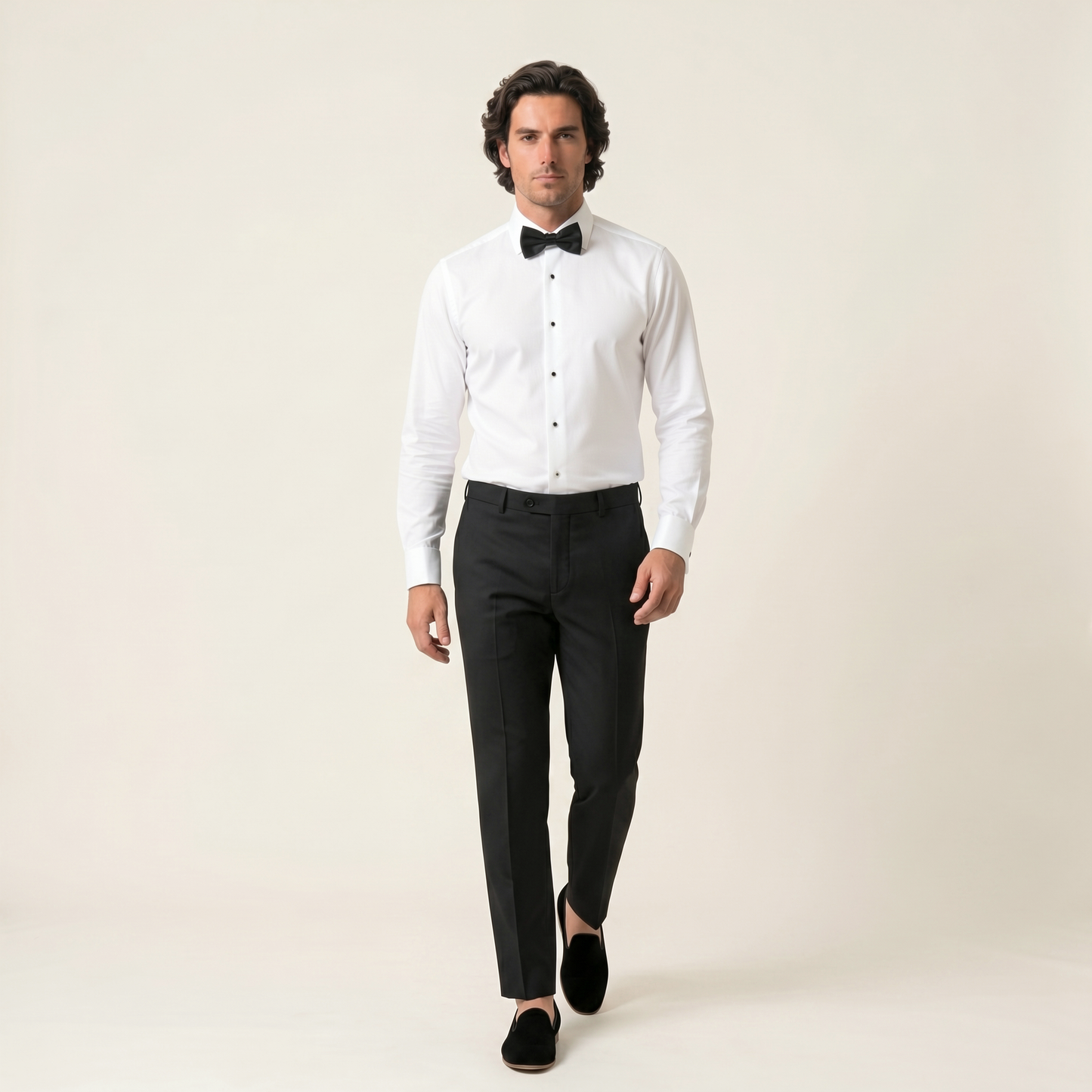 Tuxedo Shirt, Hidden Buttons, White Twill