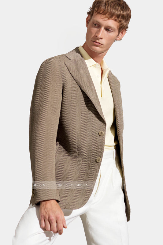 Notch Lapel, Wheat, Chevron, Expedition, Stylbiella, Jacket Only