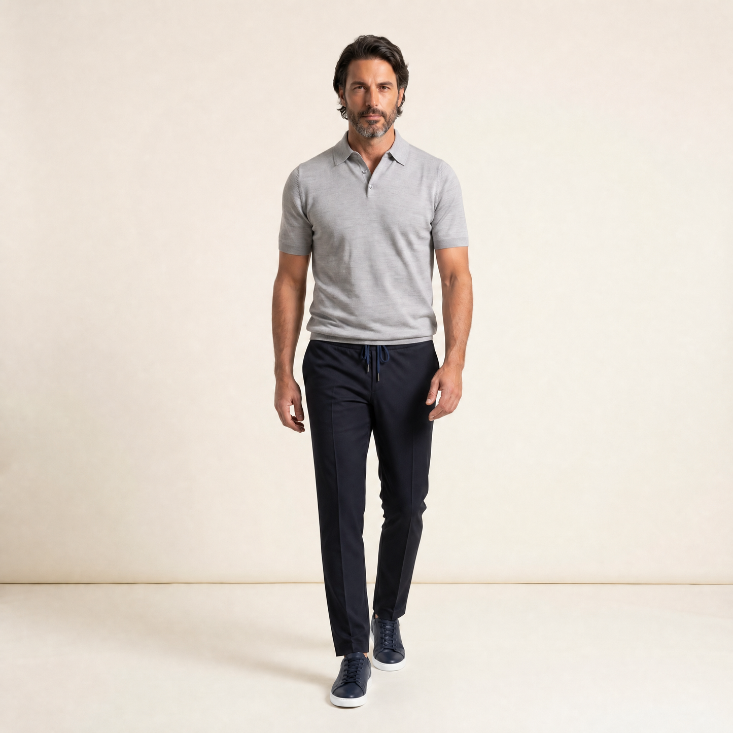 Short Sleeve Polo Button  │ Grey