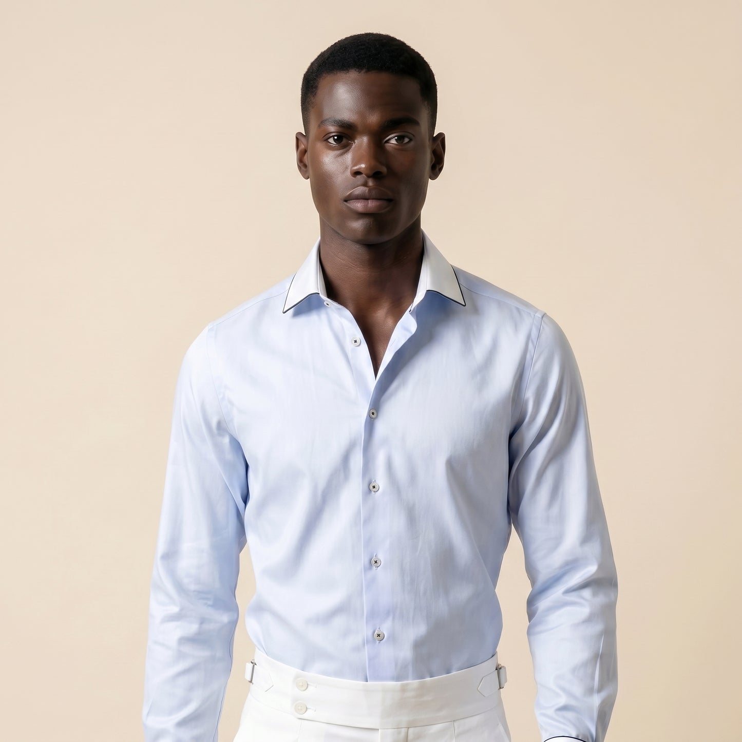 Shirt, Light Blue Twill, Pure Cotton
