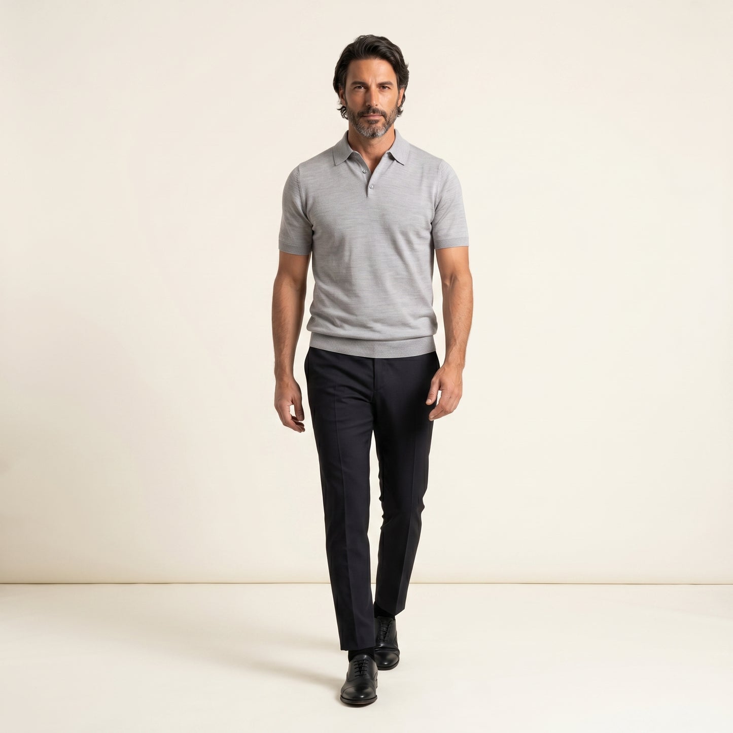Short Sleeve Polo Button  │ Grey