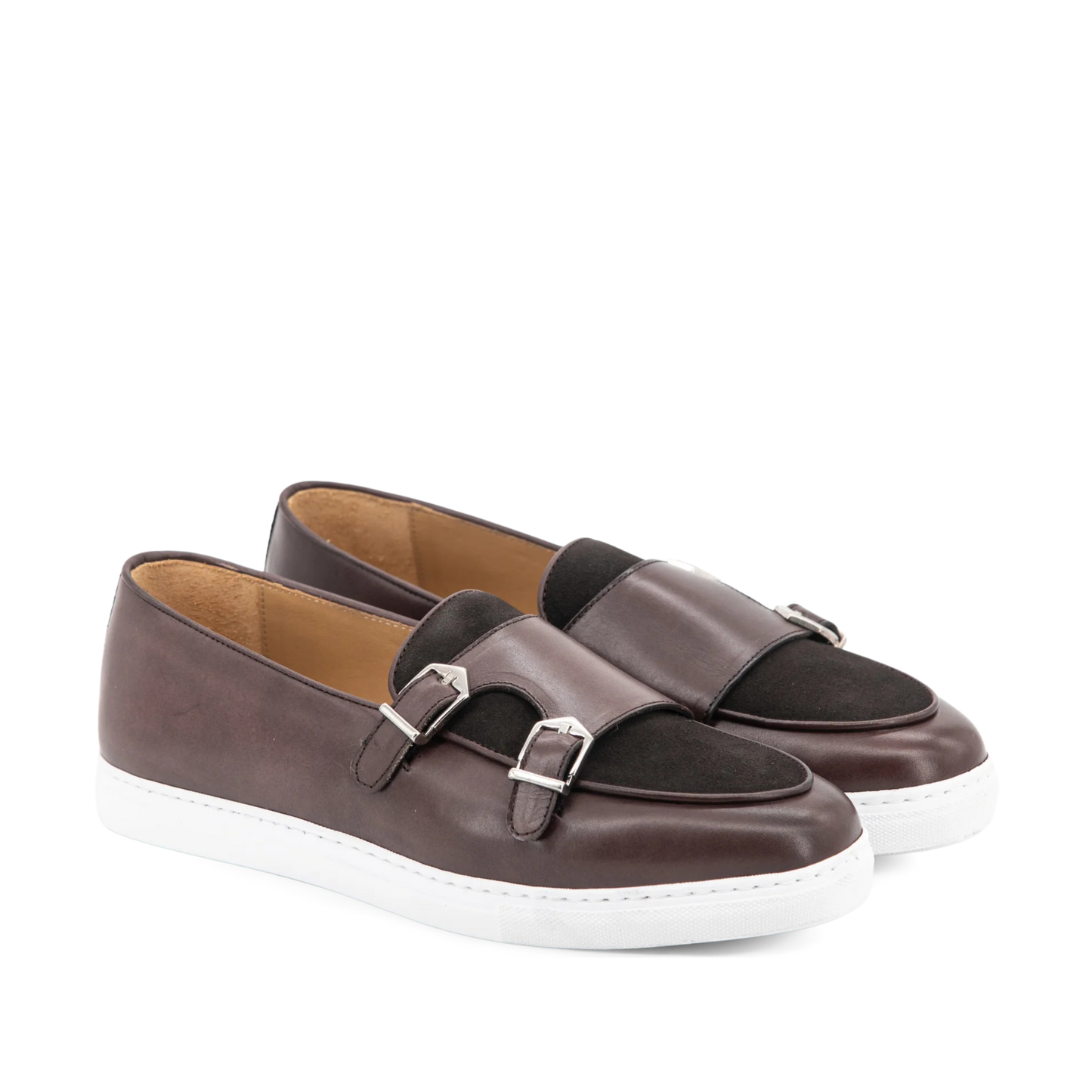 Leather Double Monk Belgian Low Sneakers │ Brown