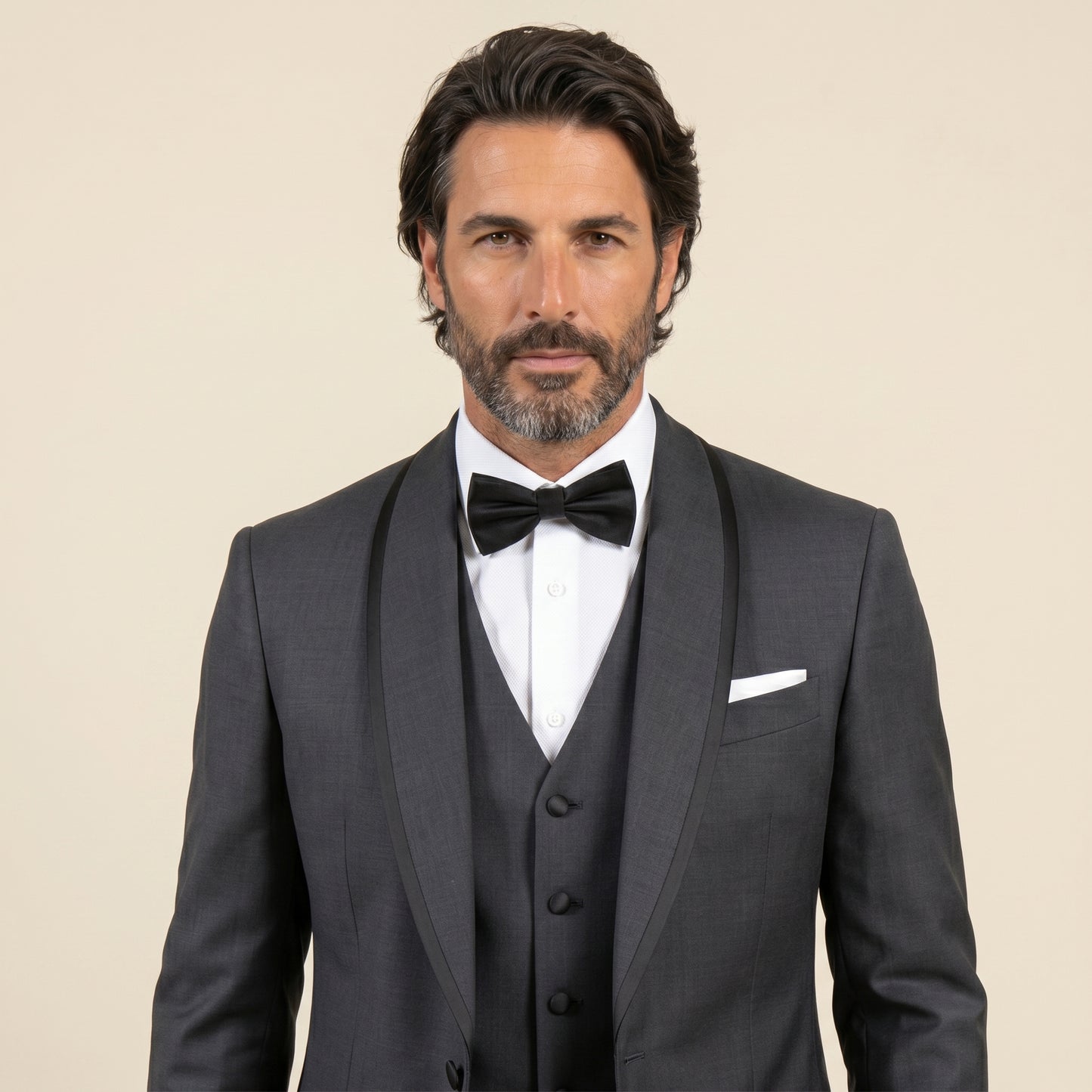 Shawl Satin Lapel, Grey, Tuxedo 2pcs, Pure Wool, Super 110's, Reda