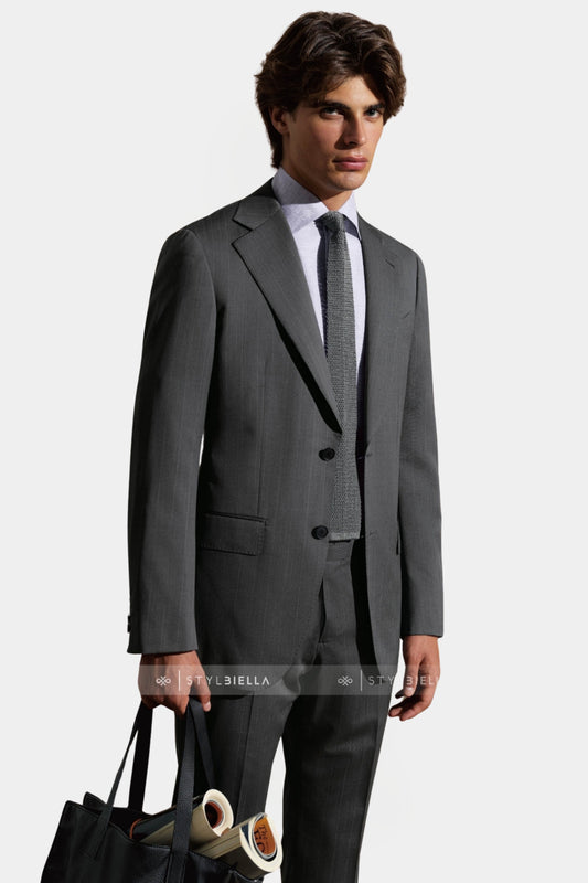 Notch Lapel, Titan Grey with Stripes Suit