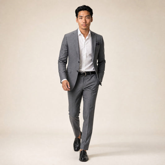 Notch Lapel, 2 pcs Suit, Grey, Pure Wool, Vitale Barberis Super 110's