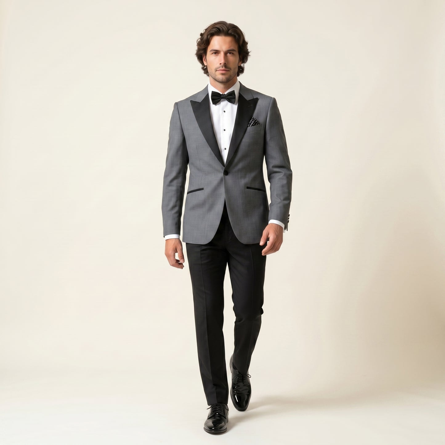 Peak Satin Lapel, Light Grey, Tuxedo Jacket, Pure Wool, Vitale Barberis