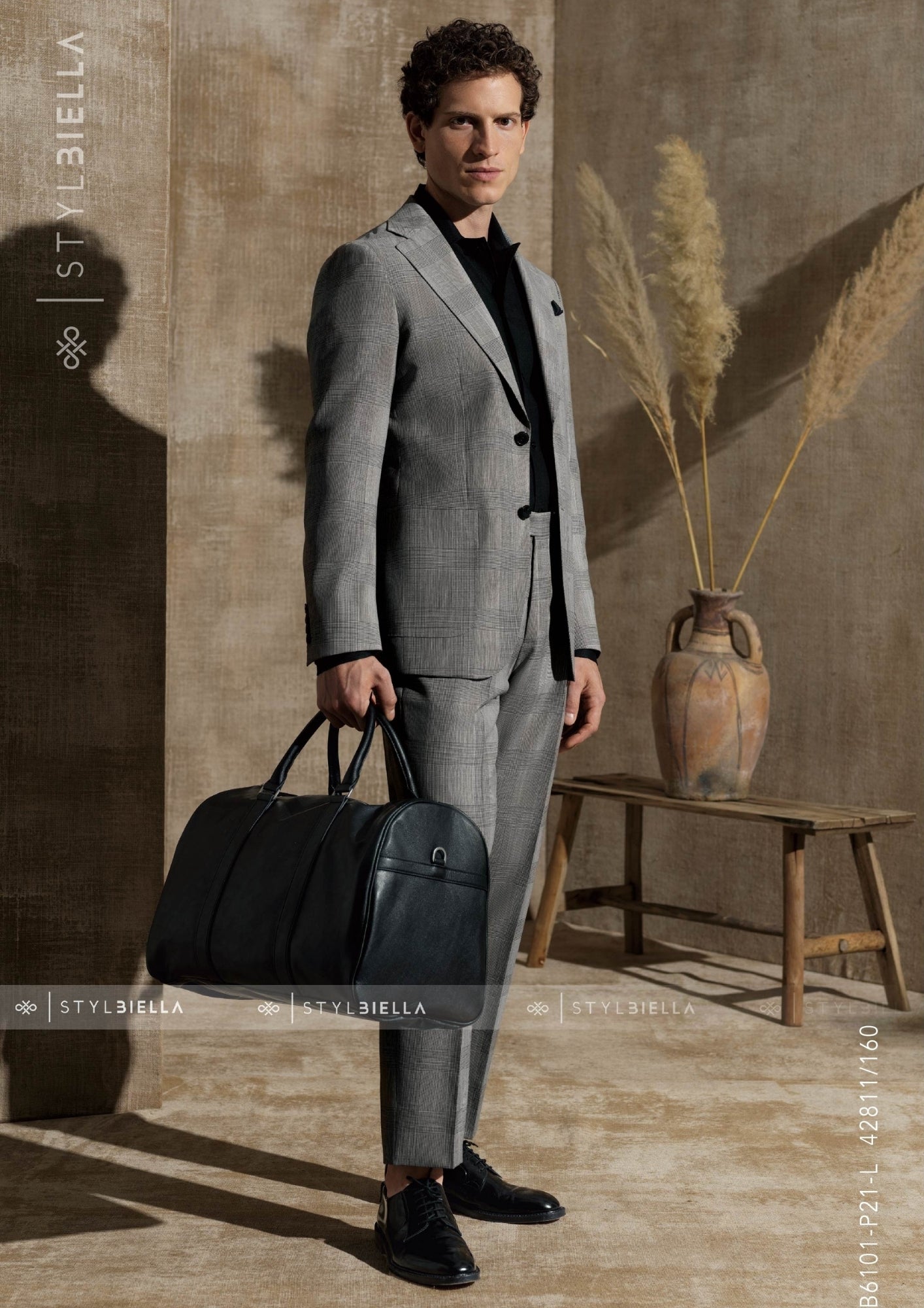 Notch Lapel, 2 pcs Suit, Light Grey Prince de Galles, Pure Wool, Stylbiella