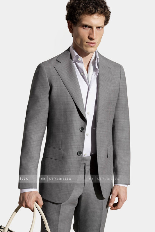 Notch Lapel, Light Grey Prince de Galles Suit