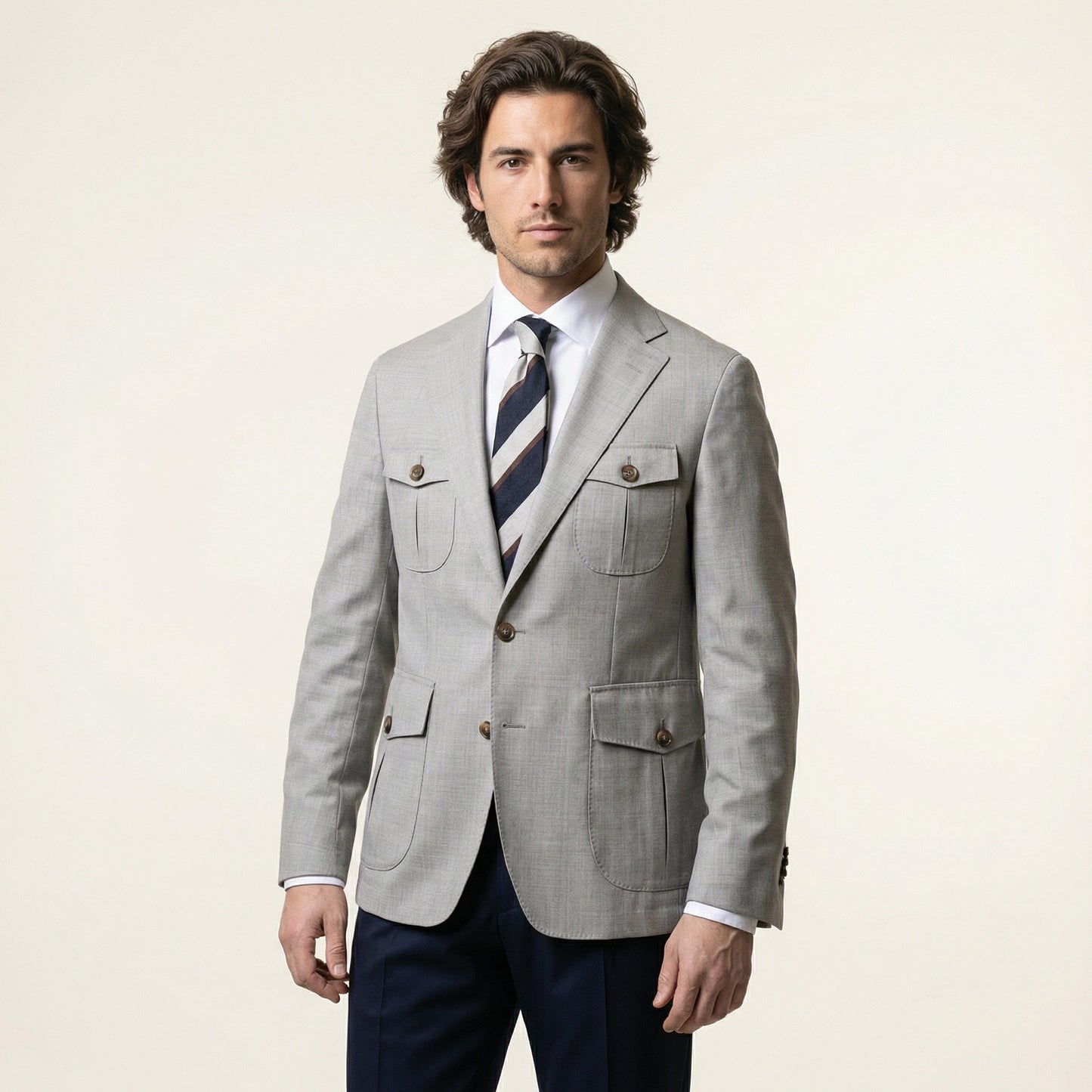 Safari Jacket, Beige, Pure Wool, Super 150's, Loro Piana
