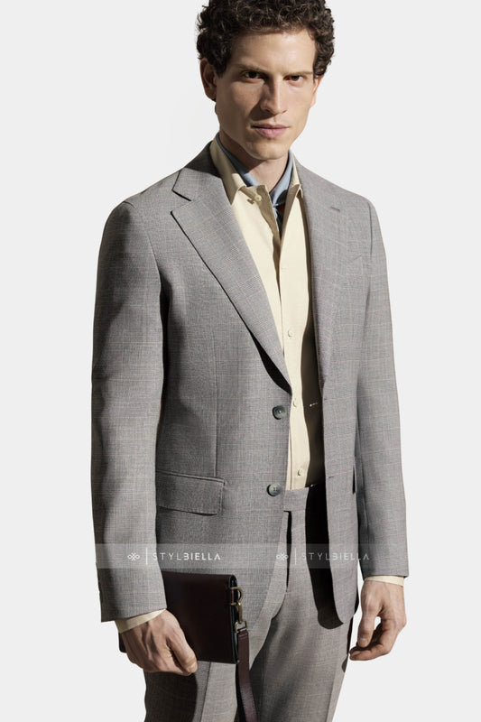 Notch Lapel, Light Grey Prince de Galles Suit