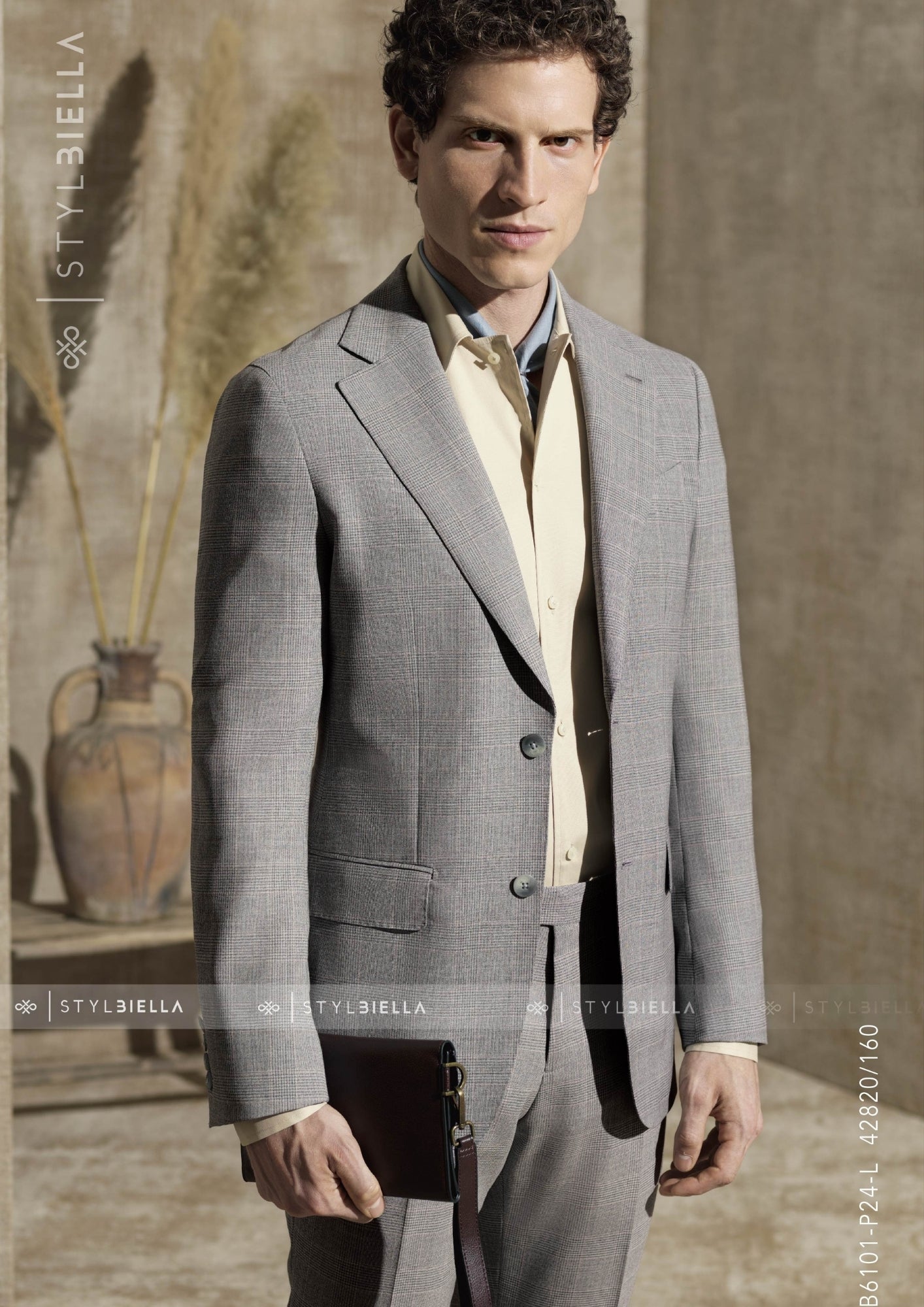Notch Lapel, 2 pcs Suit, Light Grey Prince de Galles, Pure Wool, Stylbiella