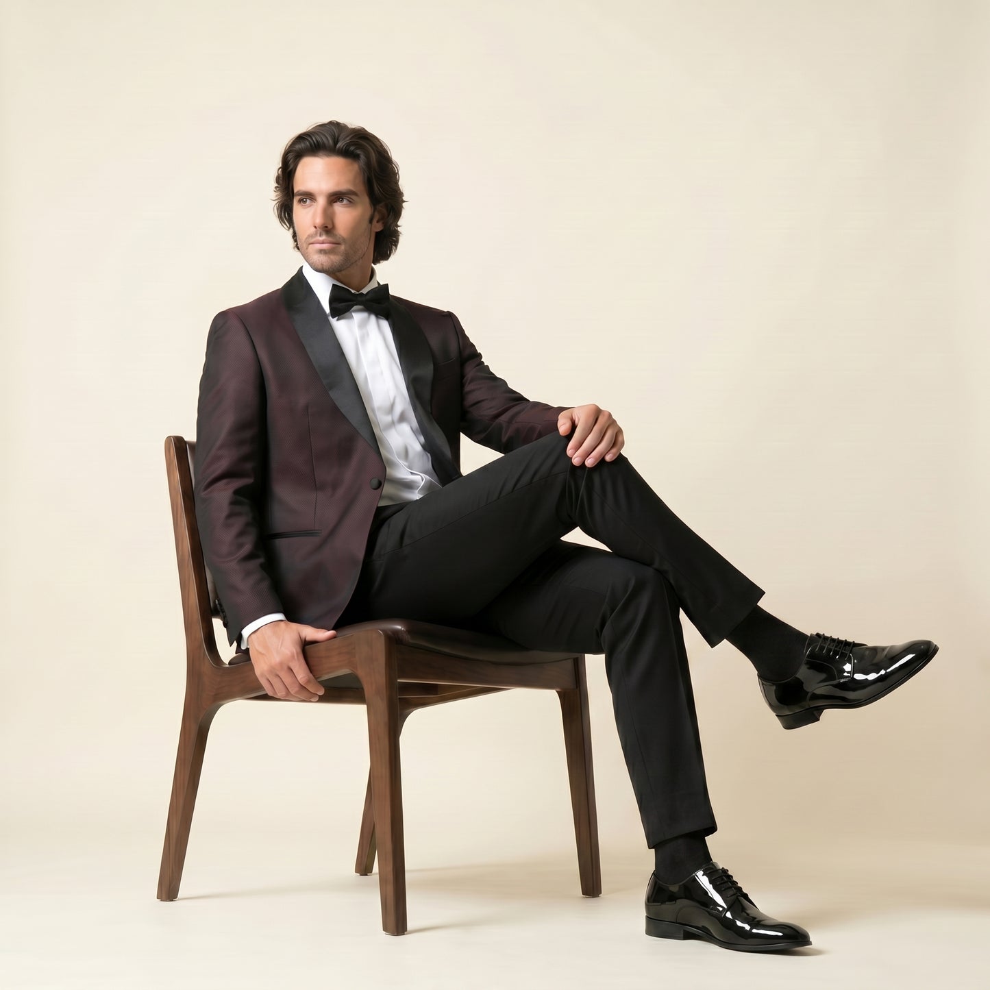 Shawl Satin Lapel, Bordeaux, Tuxedo Jacket, Pure Wool, Zignone