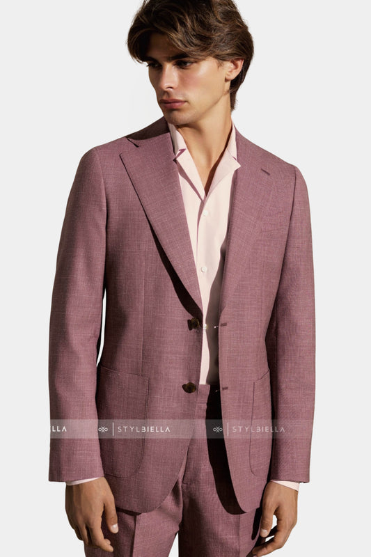 Notch Lapel, Dark Pink Prince de Galles Suit