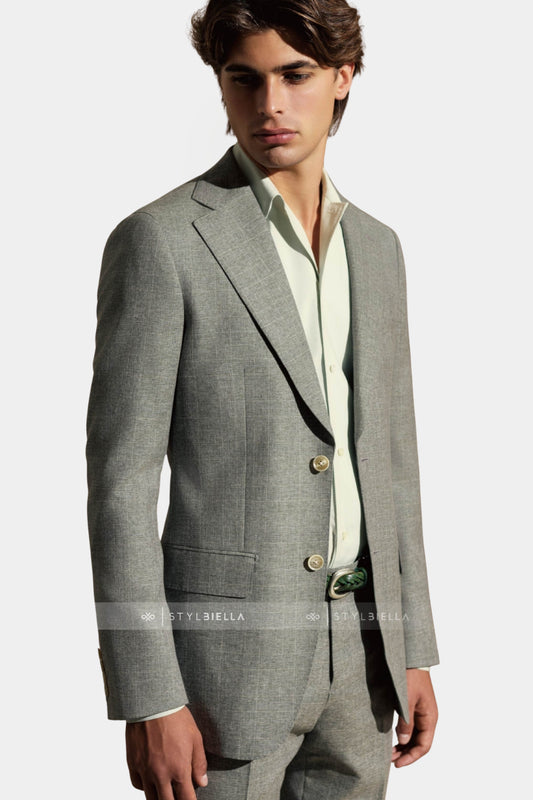Notch Lapel, Grass Green Prince de Galles Suit