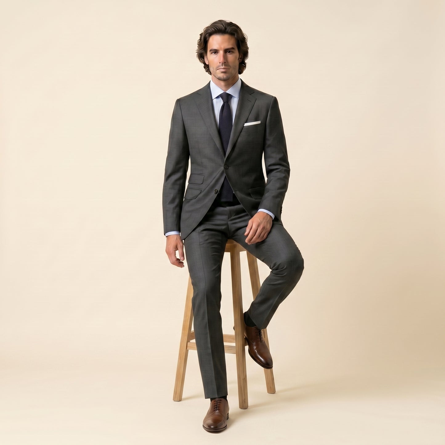 Notch Lapel, Suit 2 pcs, Dark Grey, Pure Wool, Super 110'S, Reda