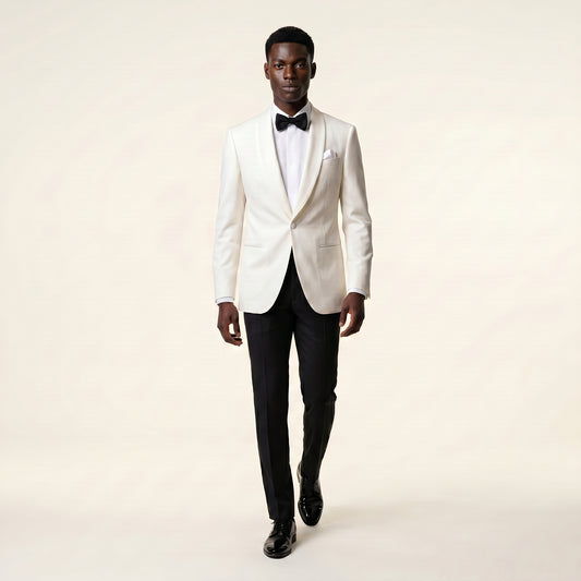 Shawl Lapel, Off White, Tuxedo Dinner Jacket, Pure Wool, Super 130's, Drago