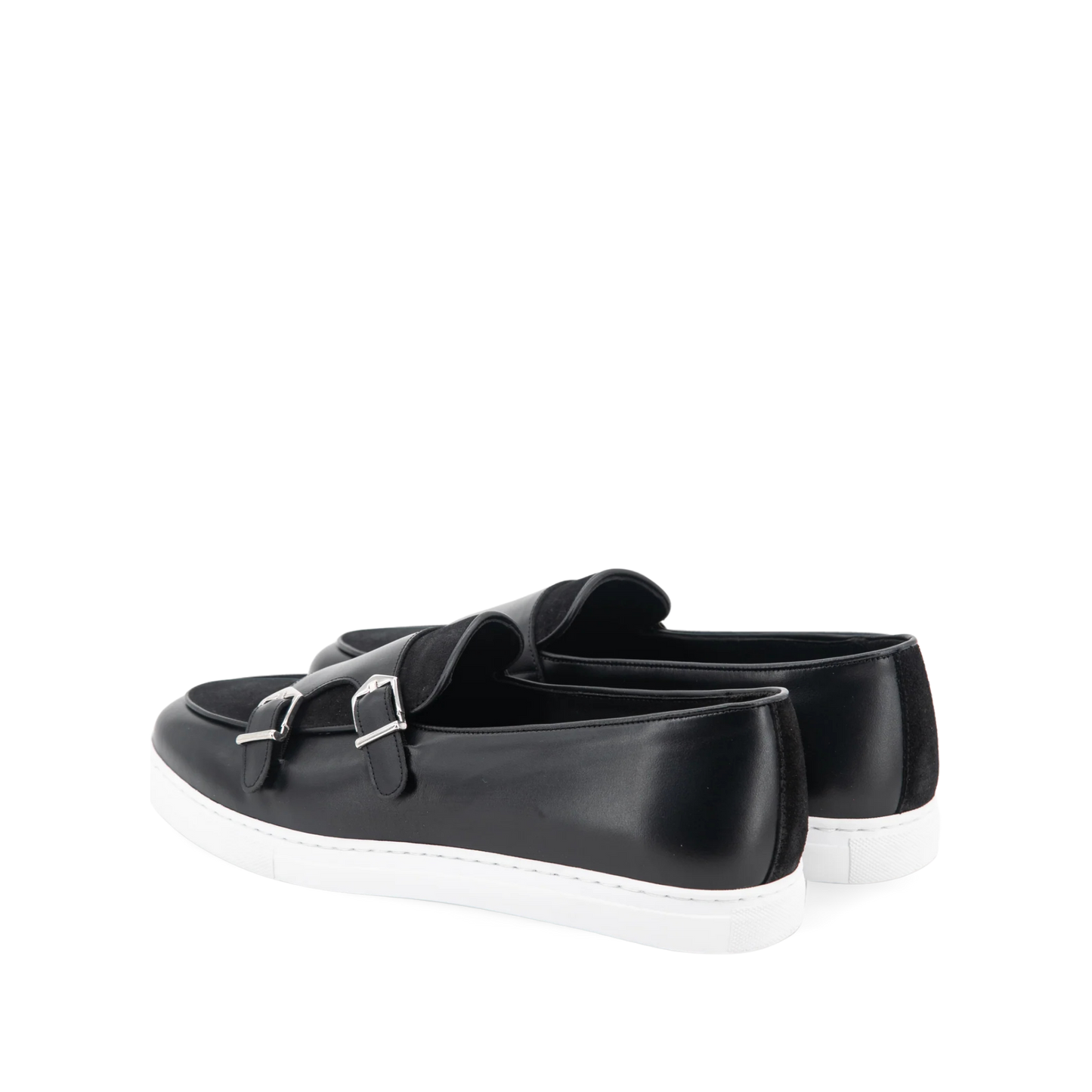 Leather Double Monk Belgian Low Sneakers │ Black