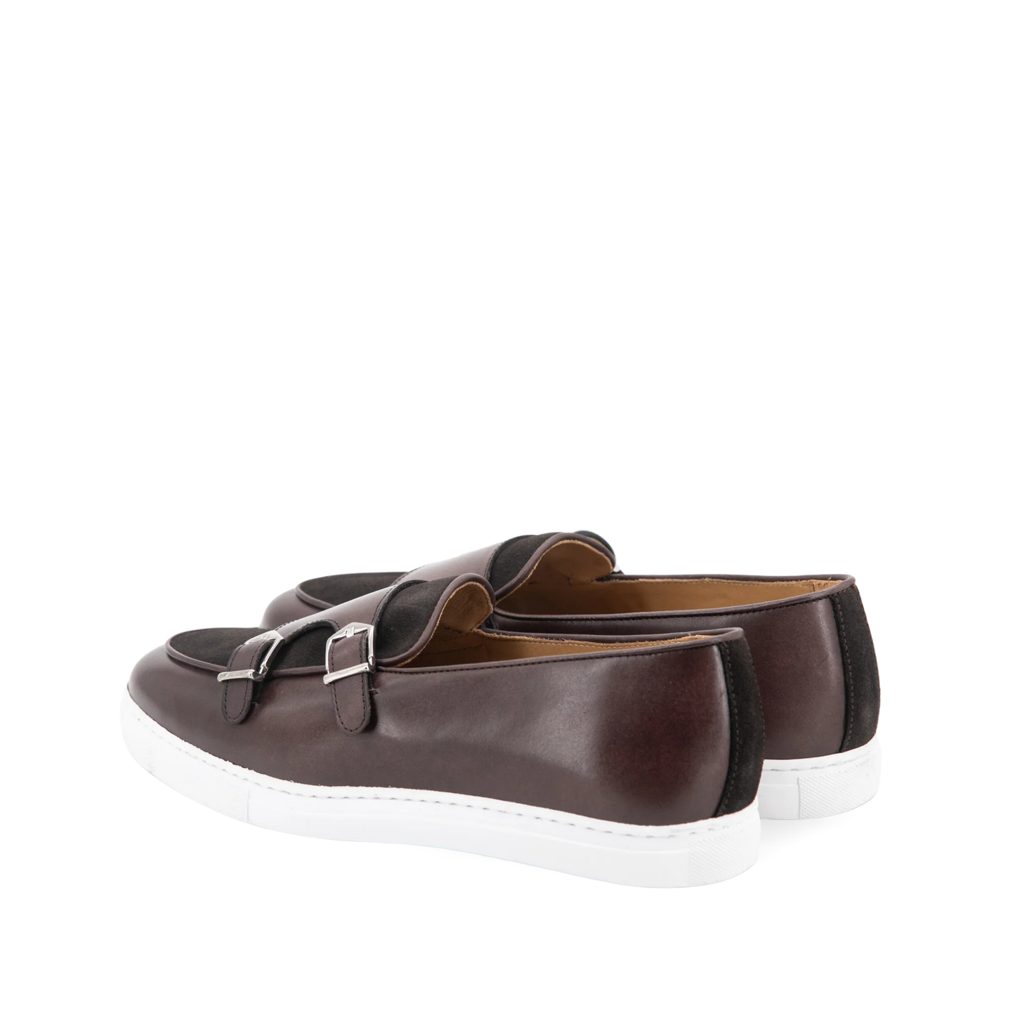 Leather Double Monk Belgian Low Sneakers │ Brown