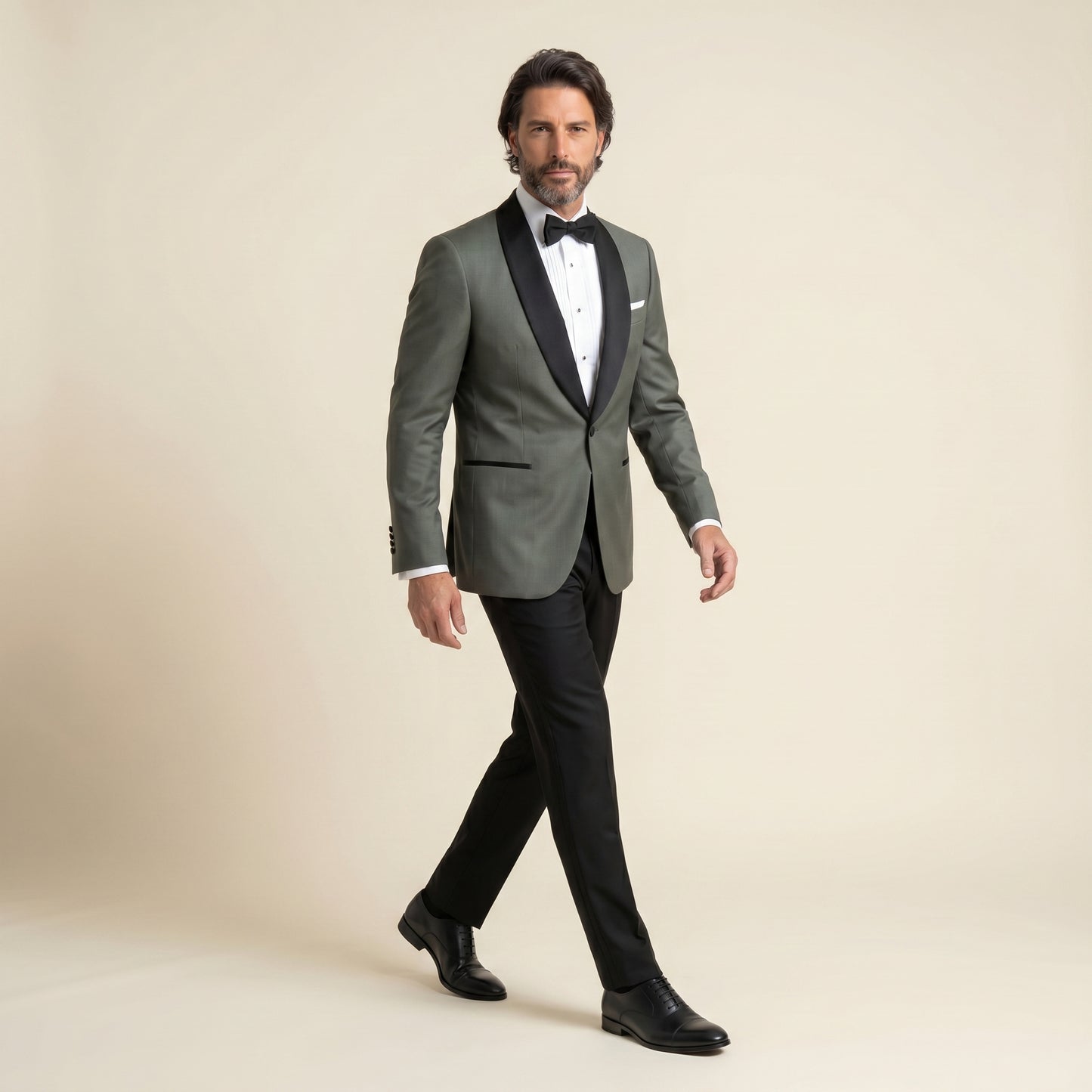 Shawl Satin Lapel, Grey, Tuxedo Jacket, Pure Wool Super 110's, Reda