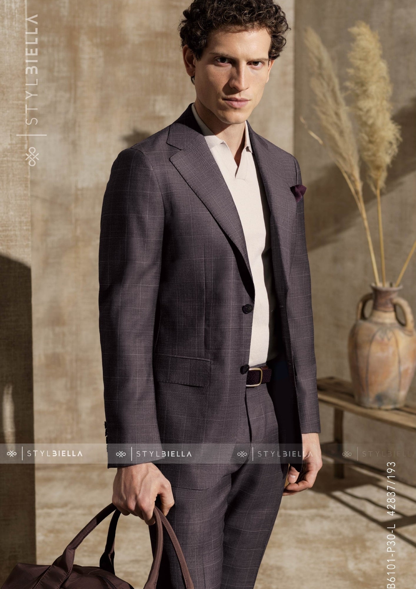 Notch Lapel, Amethyst Check, Suit, Stylbiella Super 130'S