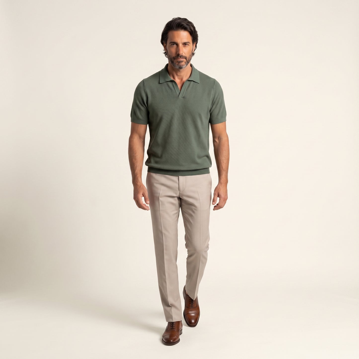 Buttonless Polo Cotton Crepe │ Green