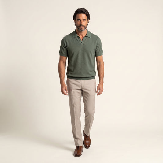 Buttonless Polo Cotton Crepe │ Green