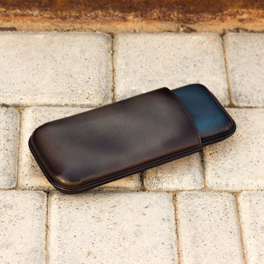 Leather Cigar Case │ Navy Patina