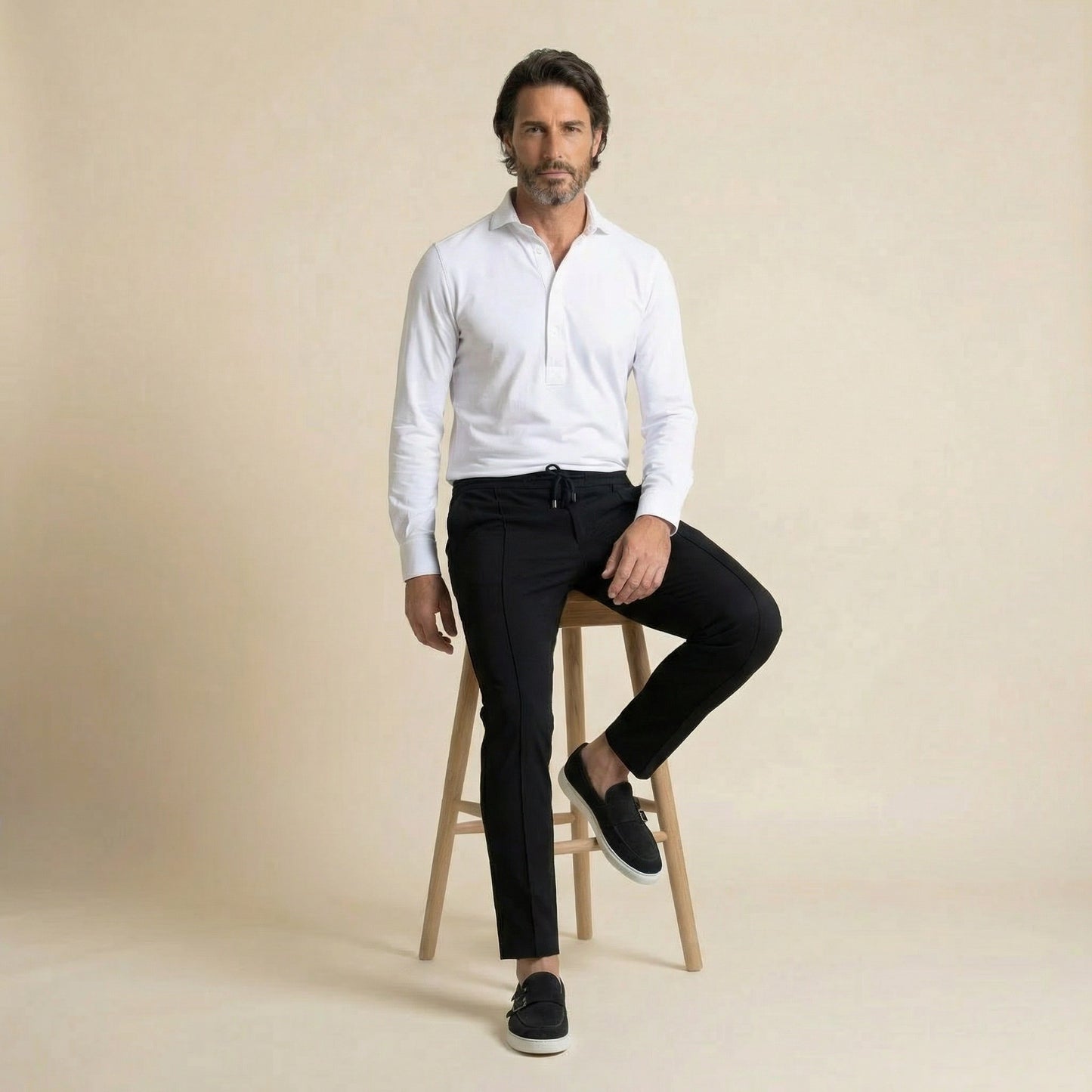 Polo Shirt, White, Polyamide & Elastane, Canclini