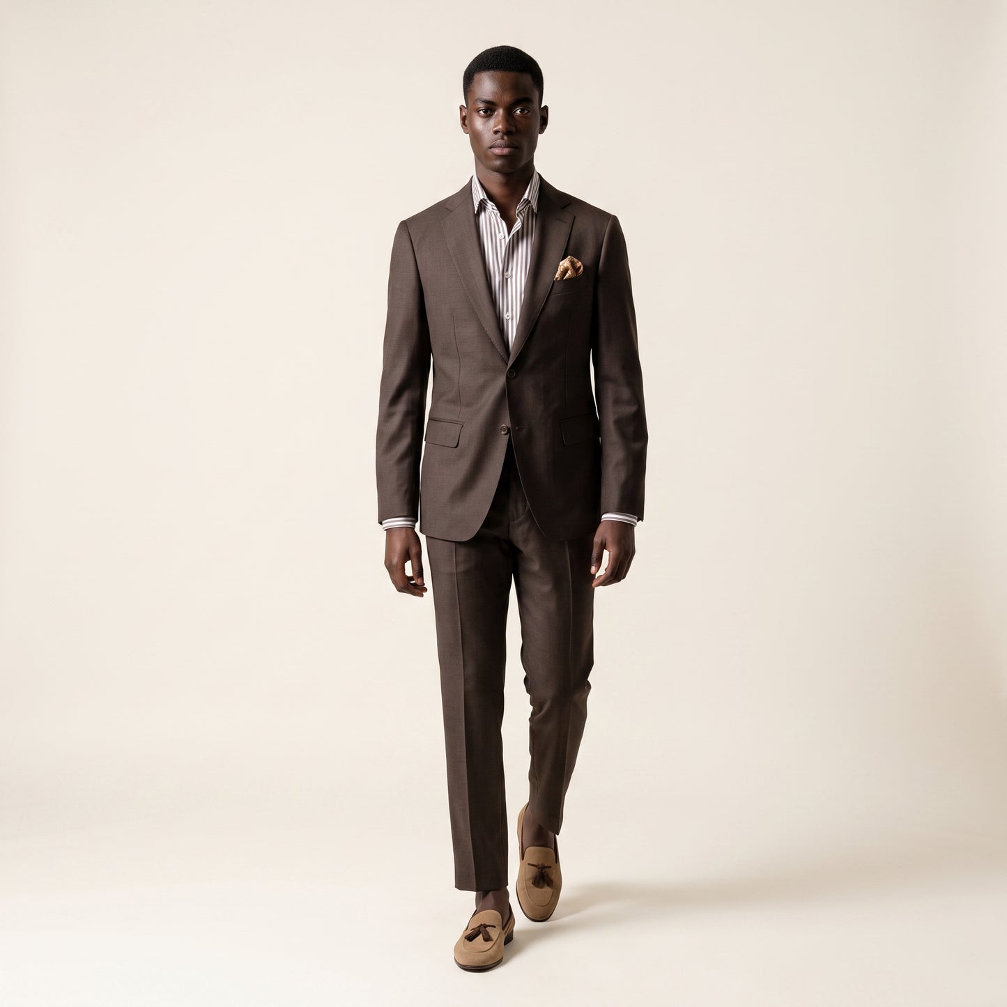 Peak Lapel, Brown, 2 pcs Suit, Pure Wool Super 110's, Reda
