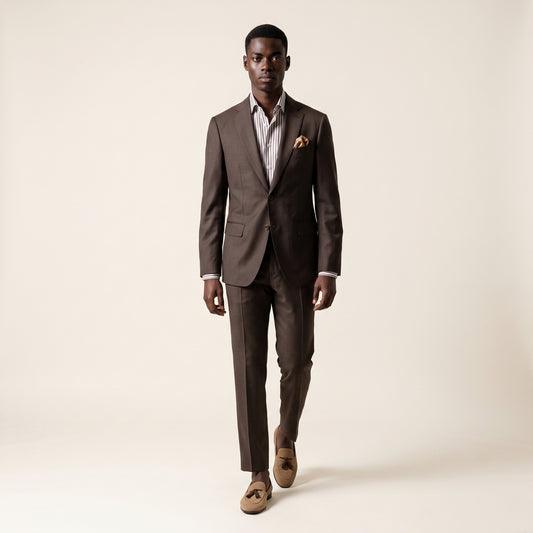 Peak Lapel, Brown, 2 pcs Suit, Pure Wool Super 110's, Reda
