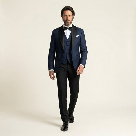 Shawl Lapel, Navy, Tuxedo Jacket, Wool & Elastane, Zignone