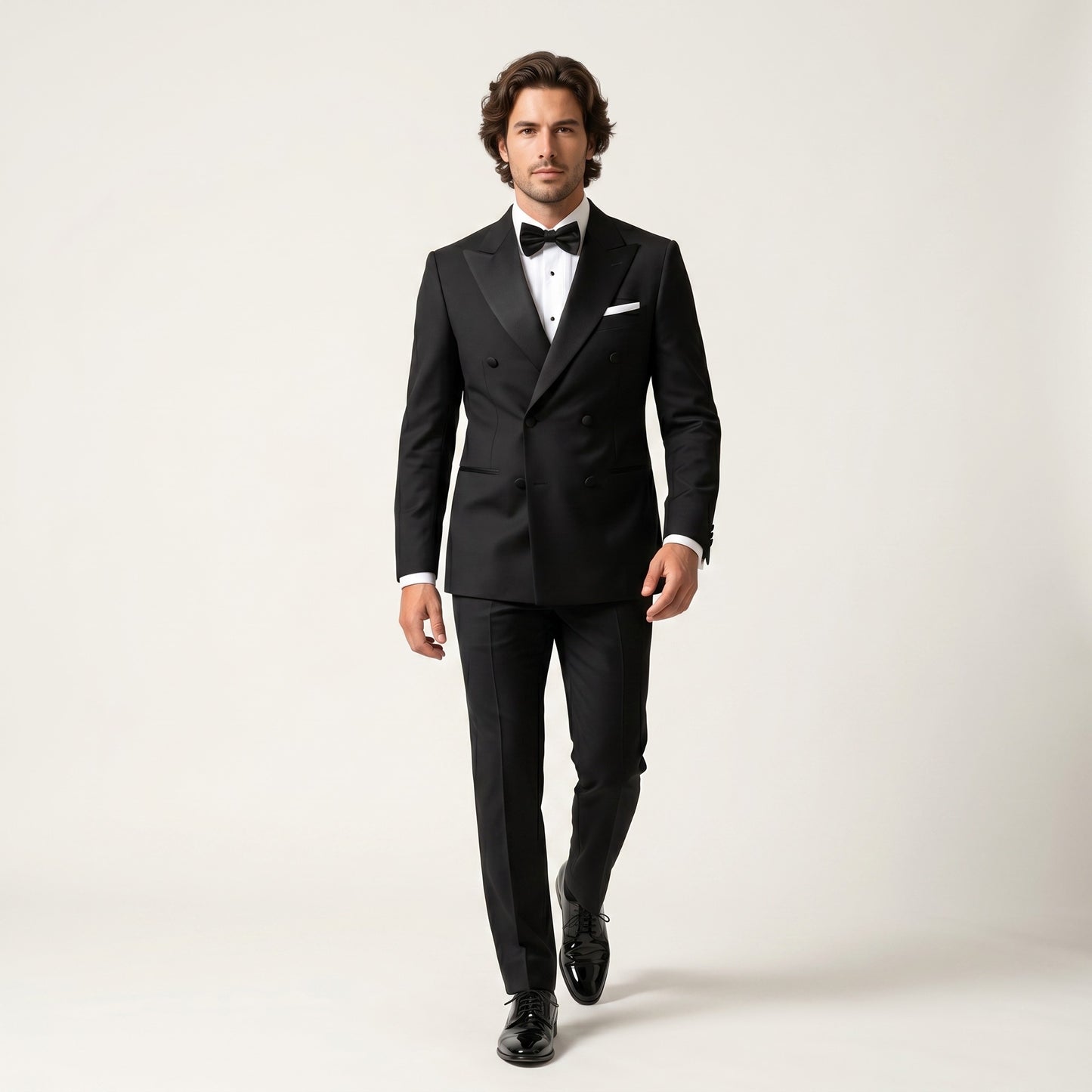 Peak Lapel, Black, Tuxedo 2 pcs, Wool & Elastane, Zignone