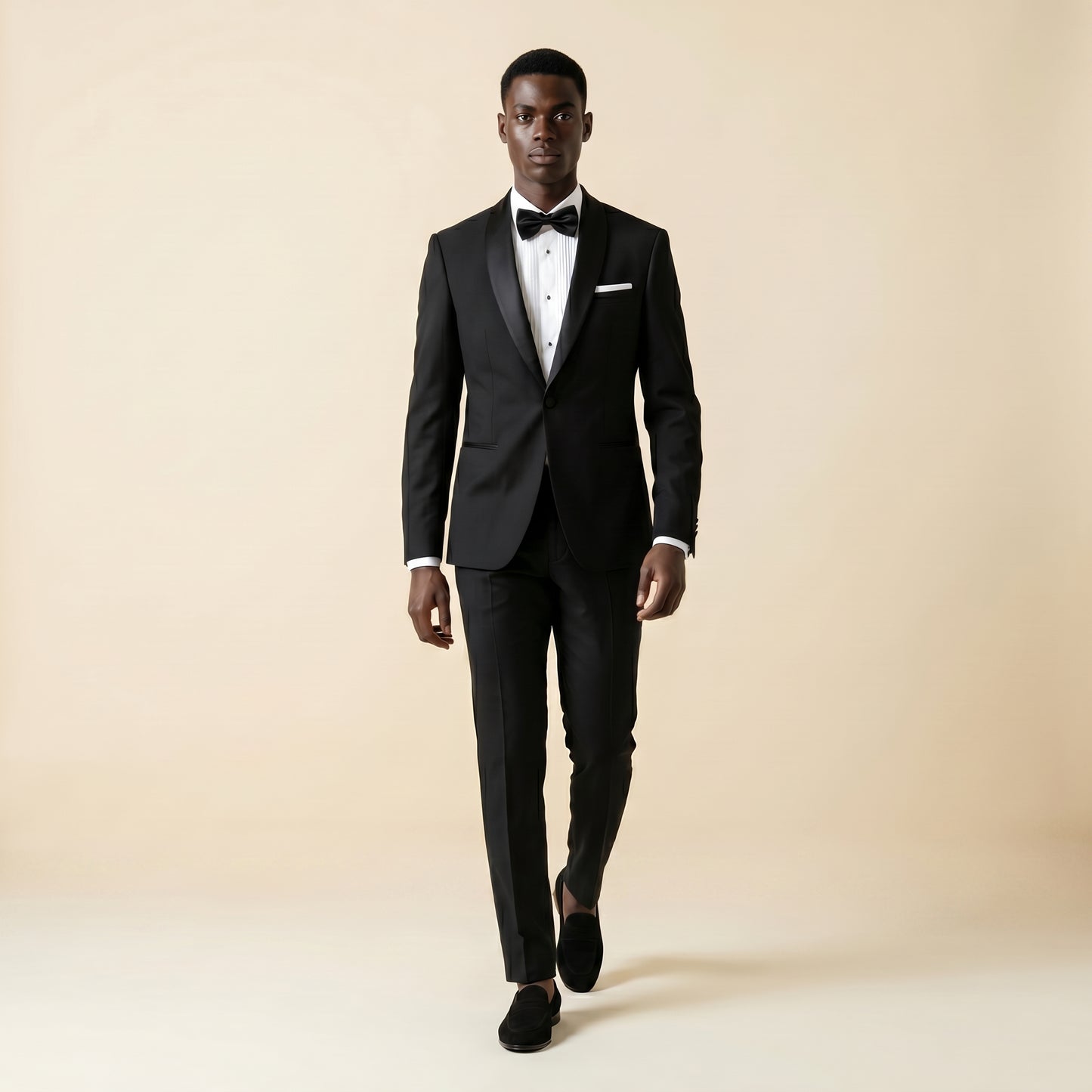 Shawl Satin Lapel, Black, Tuxedo 2 pcs, Wool & Silk, Zignone