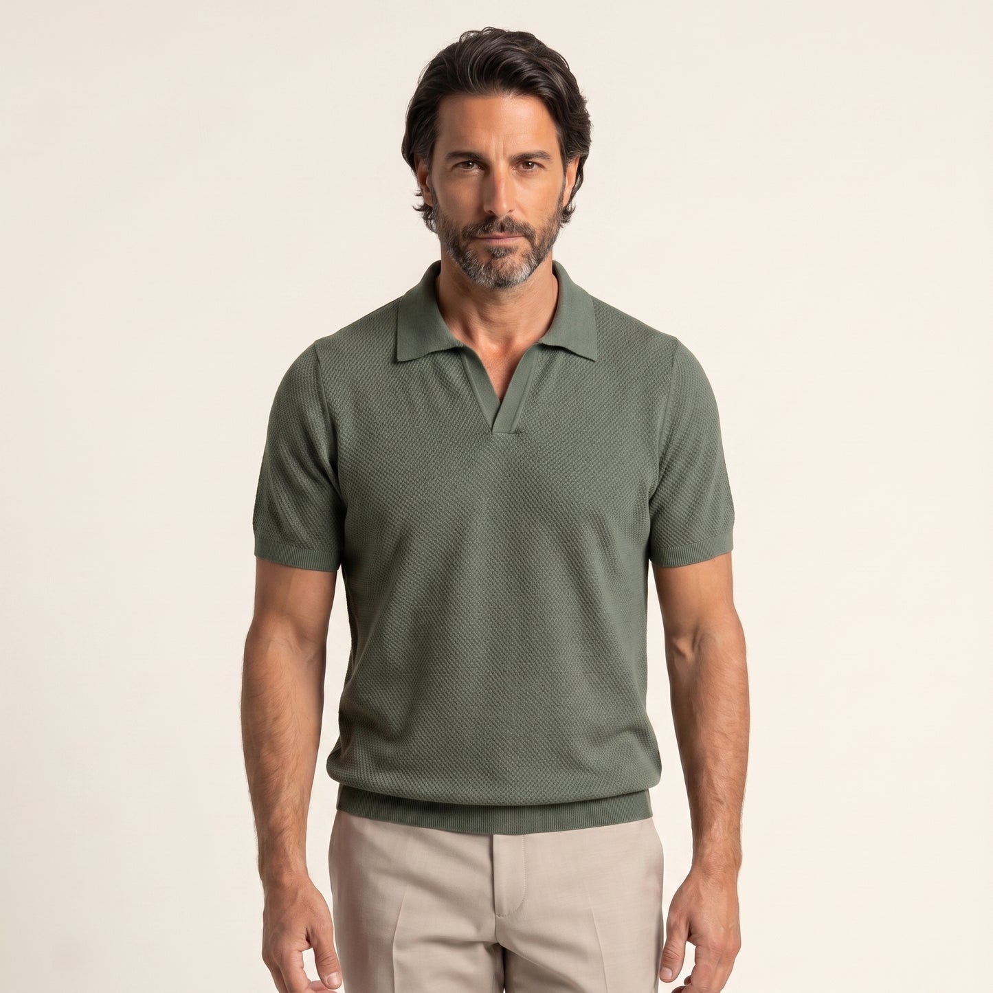 Buttonless Polo Cotton Crepe │ Green