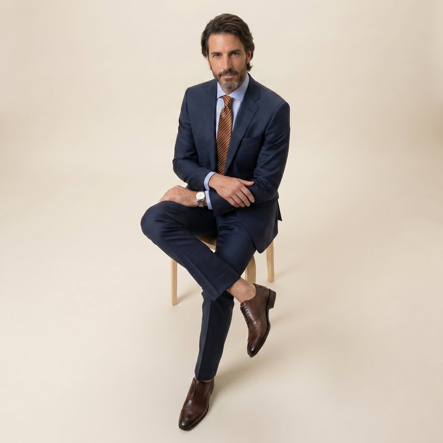 Notch lapel, Navy Suit, Vitale Barberis Super 110'S