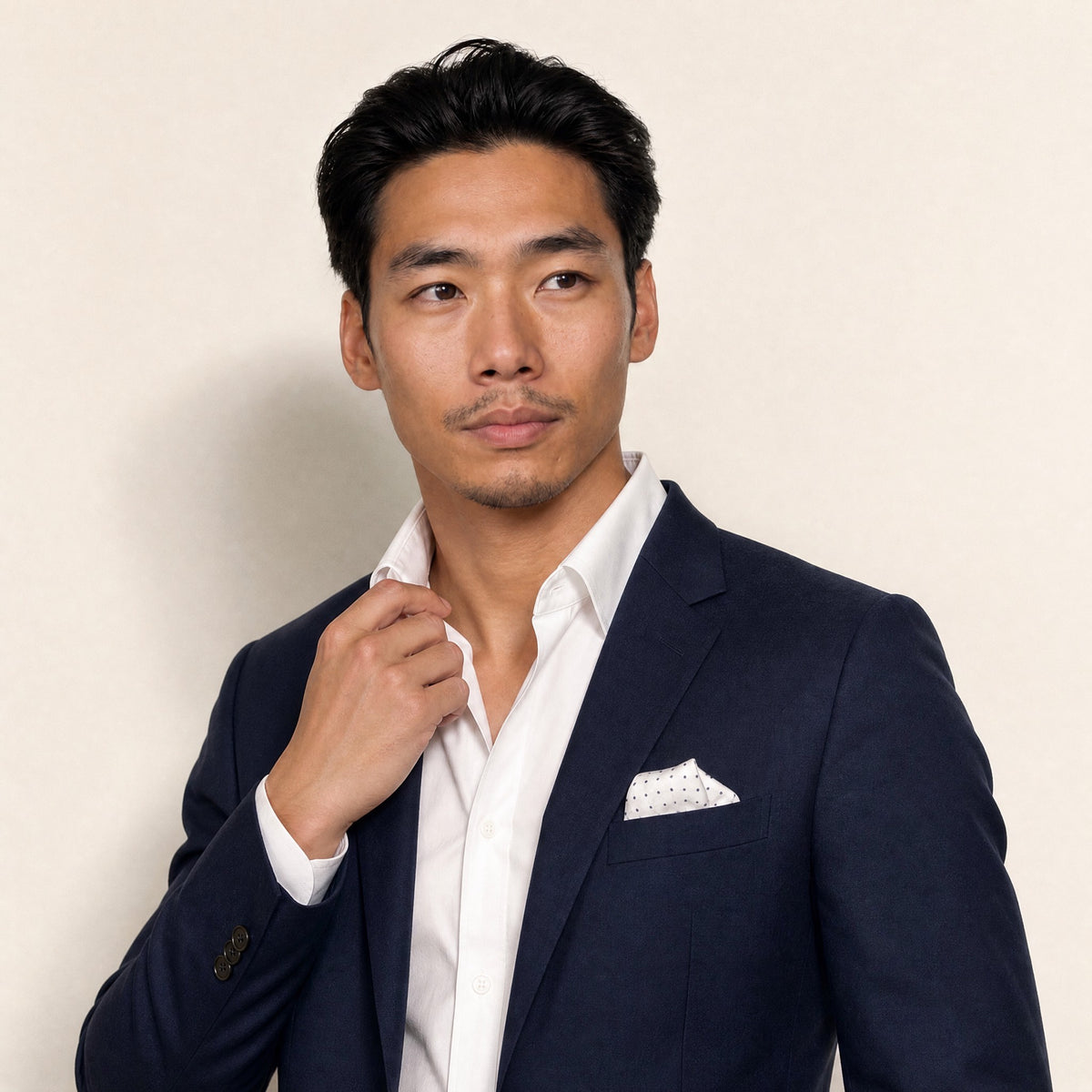 Notch Lapel, 2 pcs Suit, Navy, Mix Wool, Carreman